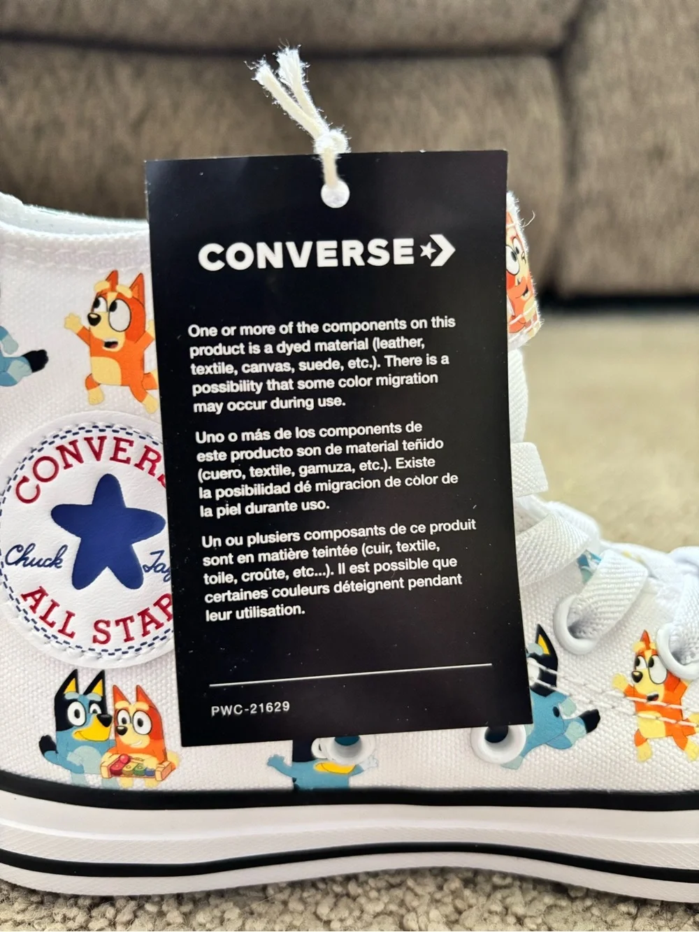 Converse Kids White High-Top Sneakers with Bluey Characters
